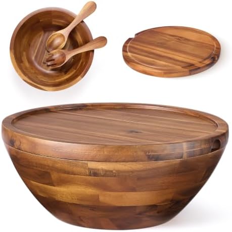 Tidita 12.2" Large Salad Bowl with Two Serving Utensils and Reversible