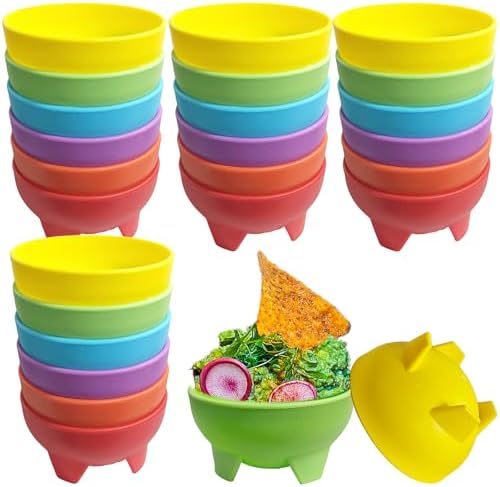 24 Pcs Salsa Bowls, 10.6 oz Plastic Mexican Salsa Bowls for Party