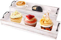 2 PCS 16 Inch Rustic Wooden Serving Trays with Metal Handles