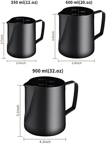 Milk Frothing Pitcher, 12OZ/350ML Stainless Steel Espresso Steaming