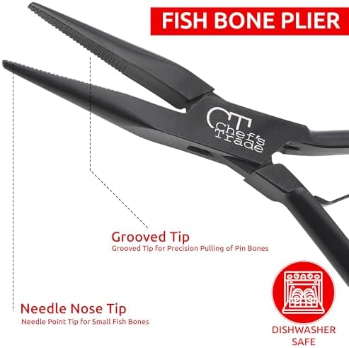 Fish Bone Pliers/Tweezers, Stainless Steel, Black