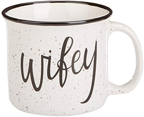 Farmhouse Hubby and Wifey Funny Campfire Couples Coffee Mug Set | 14oz
