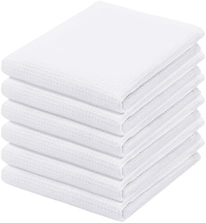 PurpleEssences Solid Kitchen Cloths, Dish Towel 15x25 Set of 6 - White