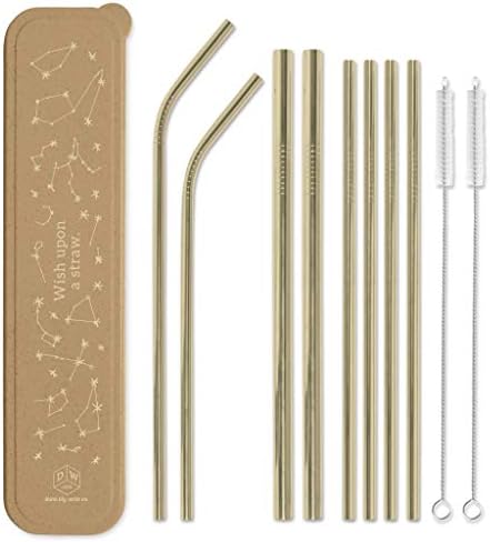 DesignWorks Ink Reusable Stainless Steel Straws with Case - Includes