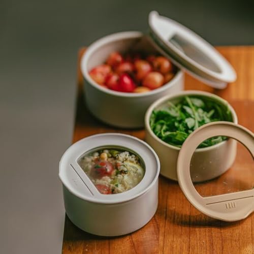 6 Set FIKA One Kitchen Ceramic Round Food Container Set with Glass