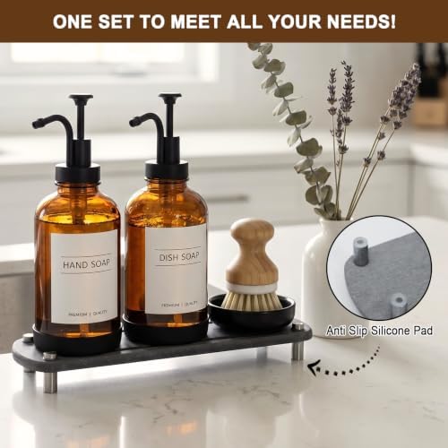 Kitchen Soap Dispenser Set, 16.9 oz/500 ml, with Dish Brush