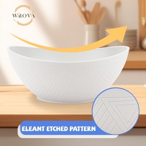 Wrova Wheat Straw Bowls Set of 2, Unbreakable Large Salad Bowls,White