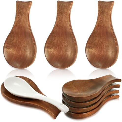 4 Pack Wood Spoon Rest for Stove Top, Spoon Holder for Kitchen Counter