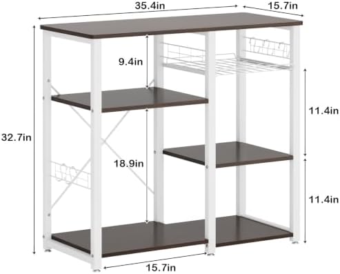soges 3-Tier Microwave Baker's Rack, Walnut Black