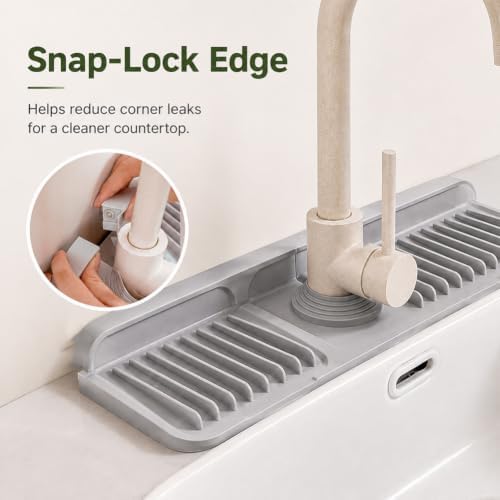 Slope-Drainage Button Silicone Faucet Drain Pad,Gray