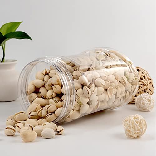 Lyellfe 4 Pack Clear Plastic Jars, Half Gallon Wide Mouth Storage