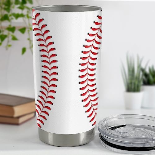 SANDJEST Baseball Tumbler Cup 20oz Stainless Steel Insulated Travel