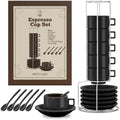 Espresso Cup Set, with Saucers, Spoons, 19 Pieces, Set of 6, 2.5 OZ