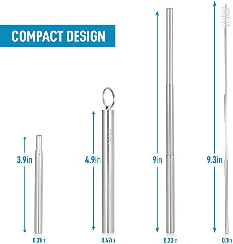 Zulay Collapsible Straw Keychain Made with Premium 304 Stainless Steel