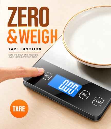 Food Scale 33 lb Capacity, Rechargeable Kitchen Scale with 7 Units