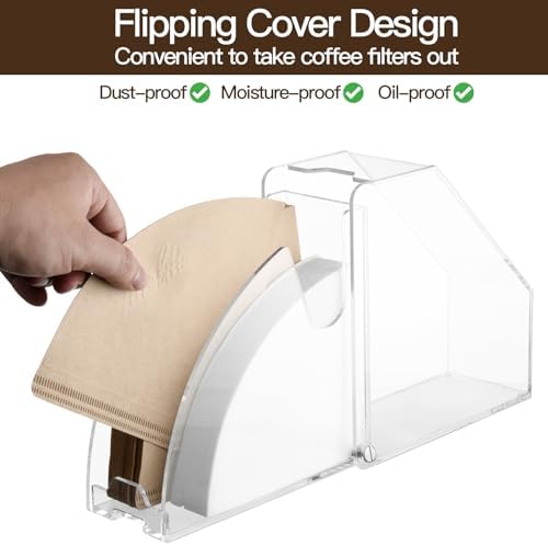 Coffee Filter Holder With Lid - Acrylic Paper Dispenser Rack Storage