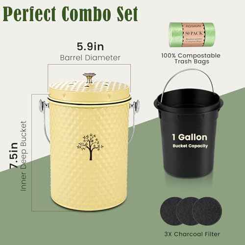 AOSION Countertop Kitchen Compost Bin with Removable Inner Bucket