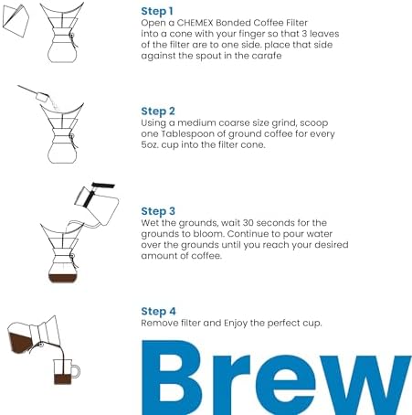 Chemex Pour-Over Glass Coffeemaker, 3-Cup