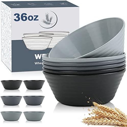 Wrova Wheat Straw Bowls, Plastic Bowls Microwave Safe, Cereal Bowls