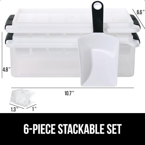 GORILLA GRIP Space Saving Ice Cube Tray and Bin Set, Make 56 Cubes