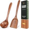 Vasilek Wooden Cooking Utensils, Acacia Wood Spatula & Soup Ladle