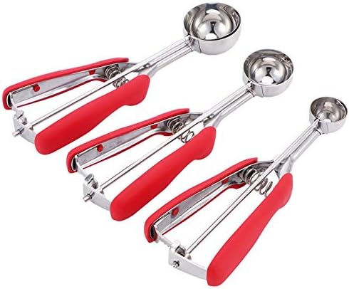 Ice Cream Scoop Set 3 Sizes Stainless Steel Trigger