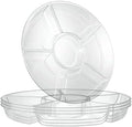 Plasticpro 6 Sectional Round Plastic Serving Tray/Platters Clear Pack