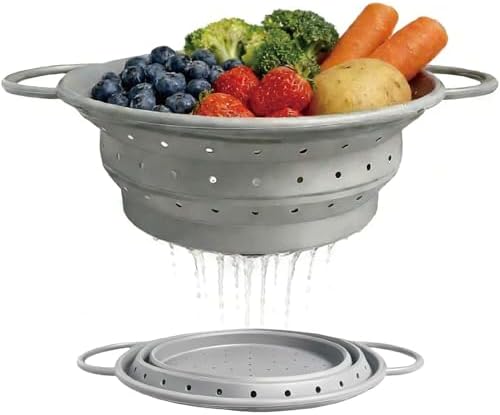 4‐Quart Silicone Collapsible Colander & Kitchen Collapsible Strainer