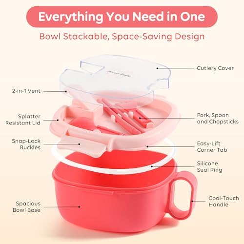 AI LOVE PEACE Microwave Ramen Bowl & Glass Meal Prep Container Bundle