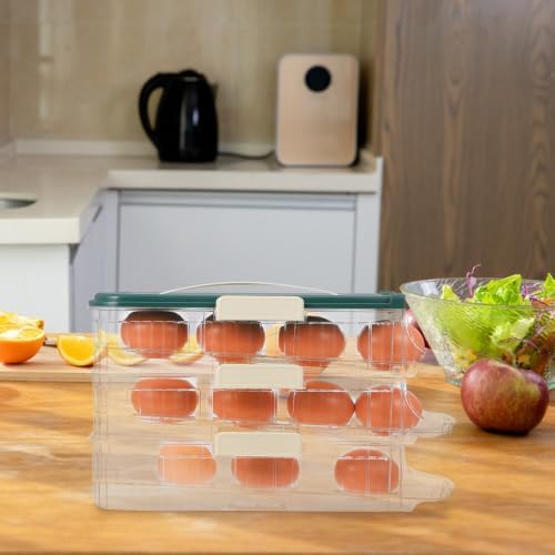Green Automatic Rolling Egg Dispenser Three Layer Fridge Organizer