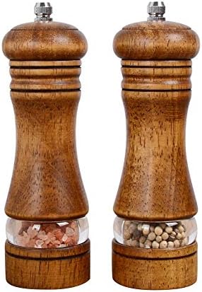 Haomacro Wood Manual Salt and Pepper Grinder Set