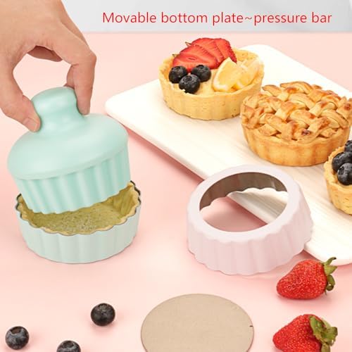 Egg Tart Pan Carbon Steel Pie Pans with Removable Bottom Pastry Tamper