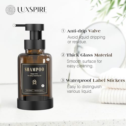 Luxspire Foaming Soap Dispenser, Amber, 2 Pack