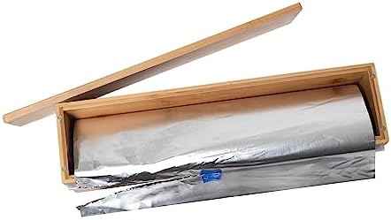 Lipper International Bamboo Wood Kitchen Wrap Dispenser with Cutter for Standard 12" Wide Rolls of Aluminum Foil, Plastic Wrap, or Wax Paper, 13 7/8" x 3 3/8" x 3 1/2"
