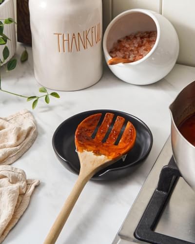 LE TAUCI Ceramic Spoon Rest for Stove Top, 5 Inch Spoon Holder for
