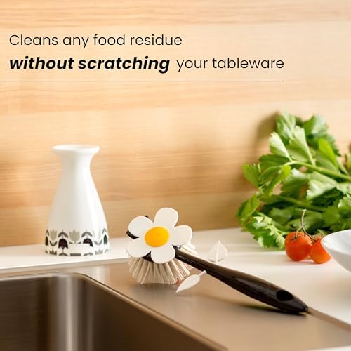 Vigar Flower Power Dish Brush, White and Black