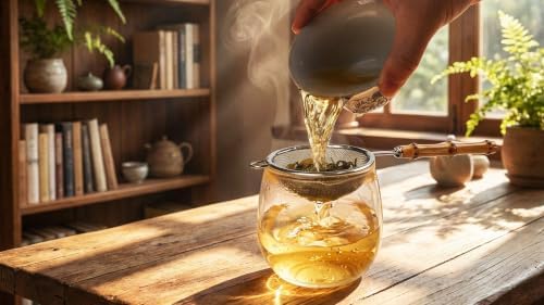 2PCS Loose Leaf Tea Strainer with Bamboo Handle Fine Mesh Stainless