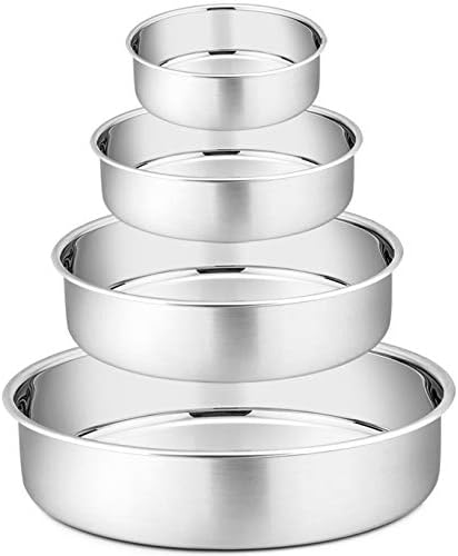 P&P CHEF Cake Pan Set for Baking, 4" + 6" + 8" + 9.5" Round Cake Pans