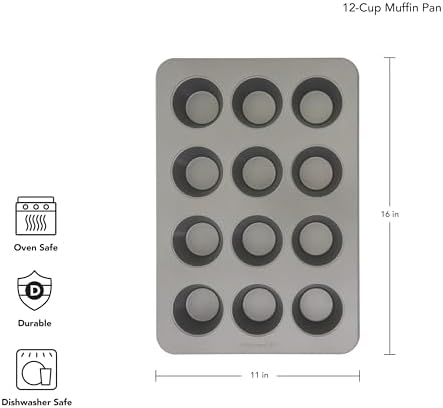 KitchenAid 12-Cup Nonstick Aluminized Steel Muffin Pan, Contour Silver