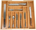 Bamboo Kitchen Drawer Organizer: Expandable Tray, Adjustable Cutlery