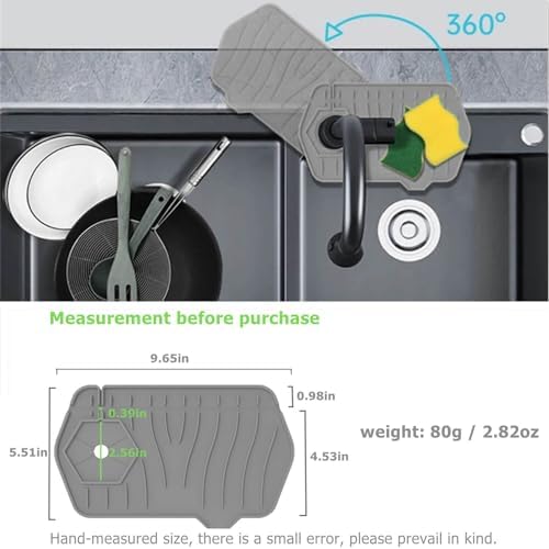 Silicone Draining Mat for Kitchen Sink, Sink Splash Guard, 9.6′′