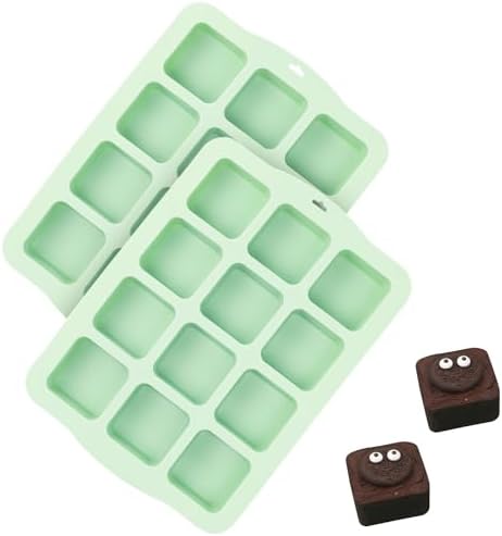 QELEG Silicone Brownie Pan with Dividers, 2 Pcs 12-Cavity