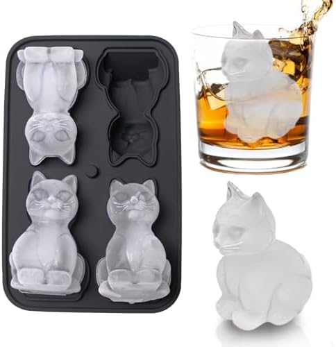 3D Cat Ice Cube Mold, Admaison Ice Cube Tray with Funnel with Funnel