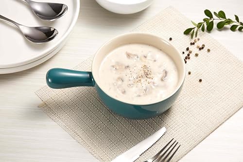 Kook French Onion Soup Crocks, Stackable Ceramic Bowls with Handles