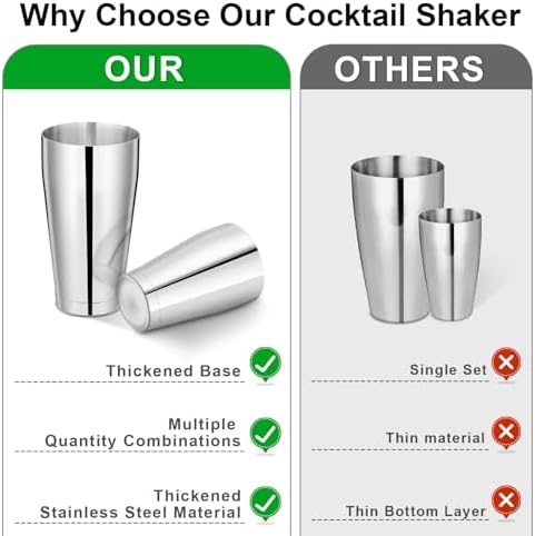 Mwellewm 8 Pcs Cocktail Shaker Boston Shaker Set Professional