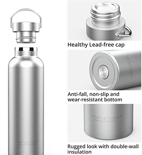 Triple Tree 34OZ Vacuum Insulated Stainless Steel Water Bottle, Double