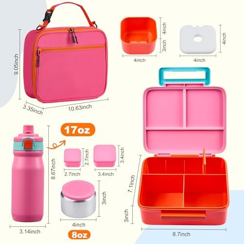 Bento Lunch Box for Kids with 8oz Soup Thermo, Leak-proof Lunch Food