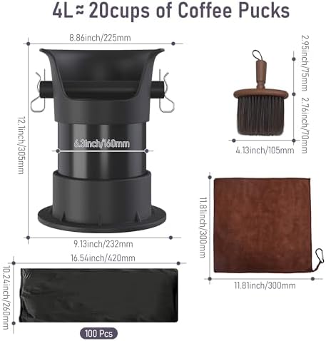 4L Espresso Knock Box, Coffee Grounds Disposal and Recycle Trash Can