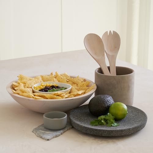 KIBAGA Extra Large Wooden Salad Bowl Set With Serving Utensils - A