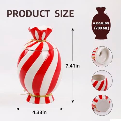 DIF DECO Christmas Ceramic Food Storage Jars with Lid, 24.7 OZ Hand
